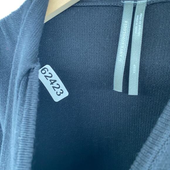 ANTHROPOLOGIE Sweater 2XS Surplice Sleeveless Shirred Tie Neck Rayon Blend Black - Picture 11 of 11